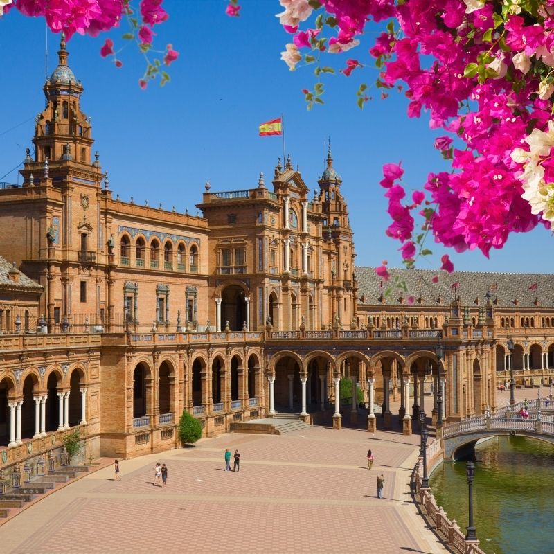 view of the Plaza de Espana, when visiting Seville in Winter