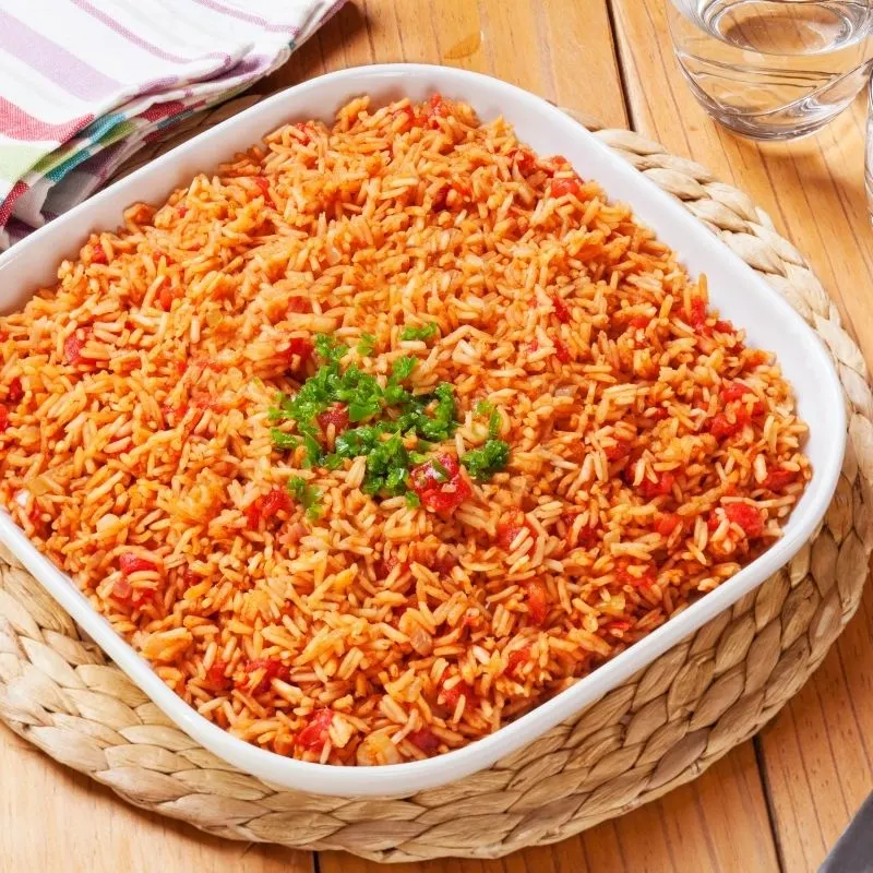 spanish saffron rice served in a bowl