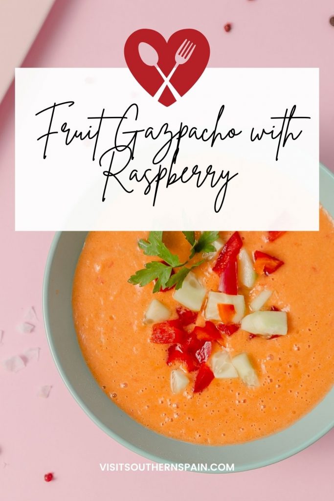 Do you want to try a refreshing Summer Fruit Gazpacho with Raspberry? Try our fruit gazpacho recipe that is really easy to make, doesn't need cooking, and has a unique flavor you'll never be able to get over. The raspberry soup with orange juice is the perfect cold soup for summer for is refreshing and can help you beat the heat of the summer with just one bowl. This fruit soup recipe can be served whenever you want something cold and quick. #fruitgazpacho #rasberrygazpacho #gazpacho #coldsoups