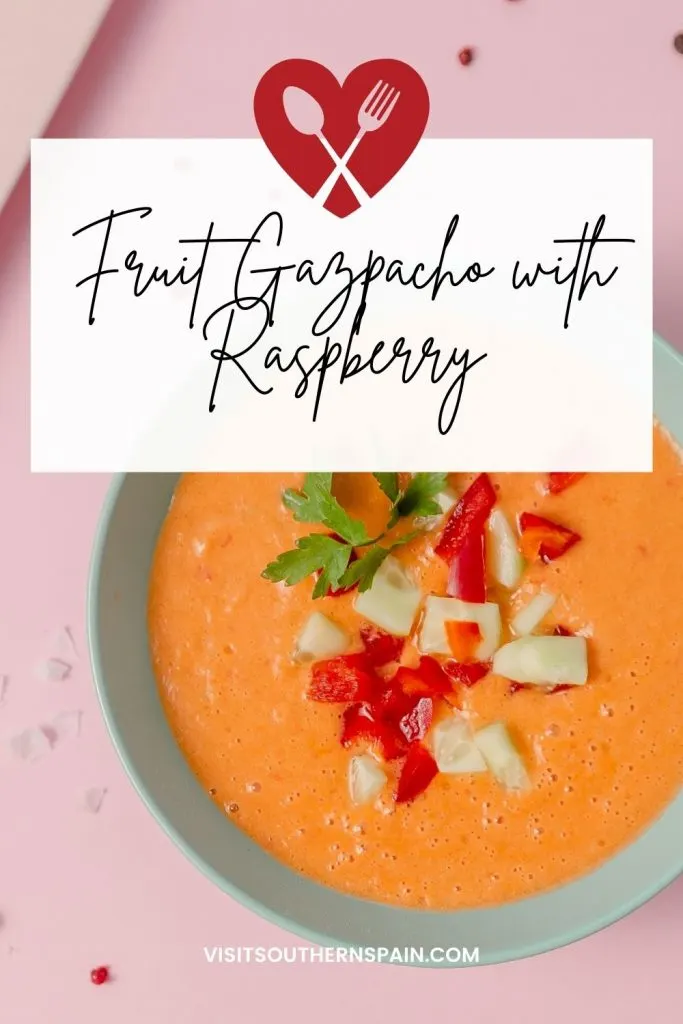 Do you want to try a refreshing Summer Fruit Gazpacho with Raspberry? Try our fruit gazpacho recipe that is really easy to make, doesn't need cooking, and has a unique flavor you'll never be able to get over. The raspberry soup with orange juice is the perfect cold soup for summer for is refreshing and can help you beat the heat of the summer with just one bowl. This fruit soup recipe can be served whenever you want something cold and quick. #fruitgazpacho #rasberrygazpacho #gazpacho #coldsoups