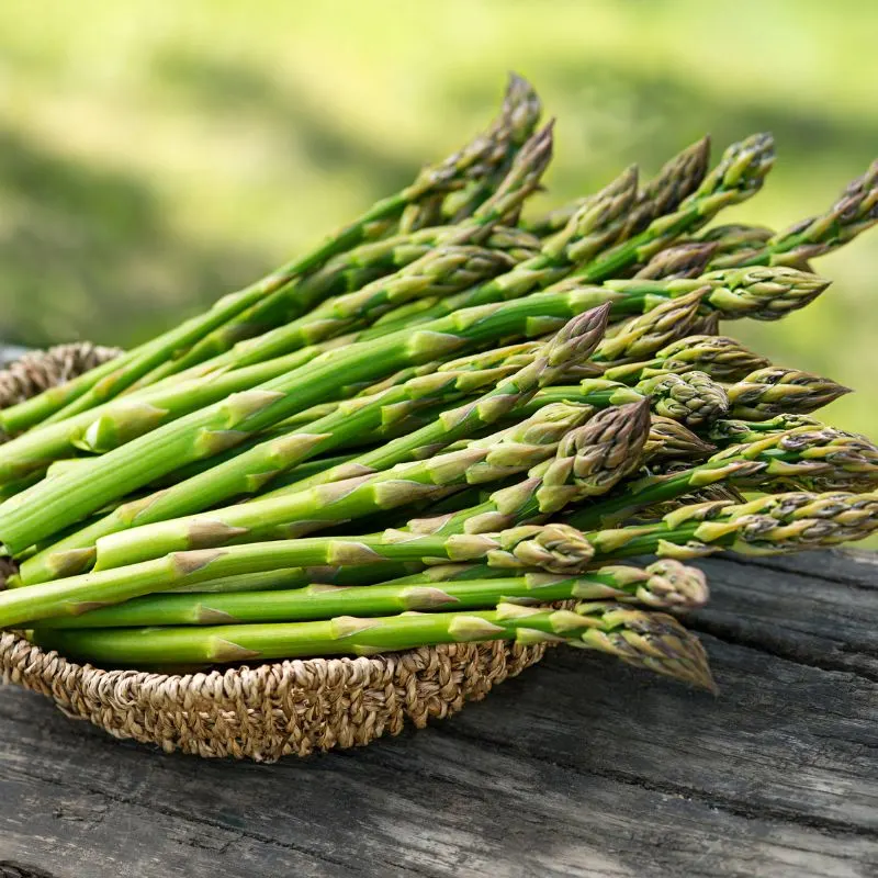 fresh asparagus in a basket for the cold asparagus soup