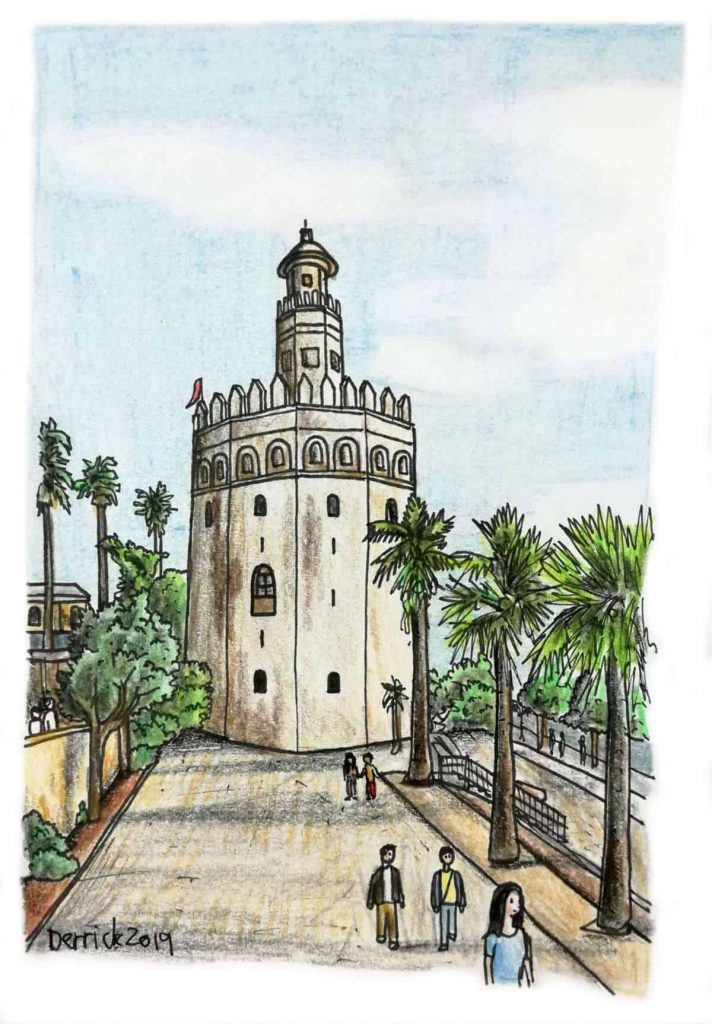 illustrated seville Torre-del-oro