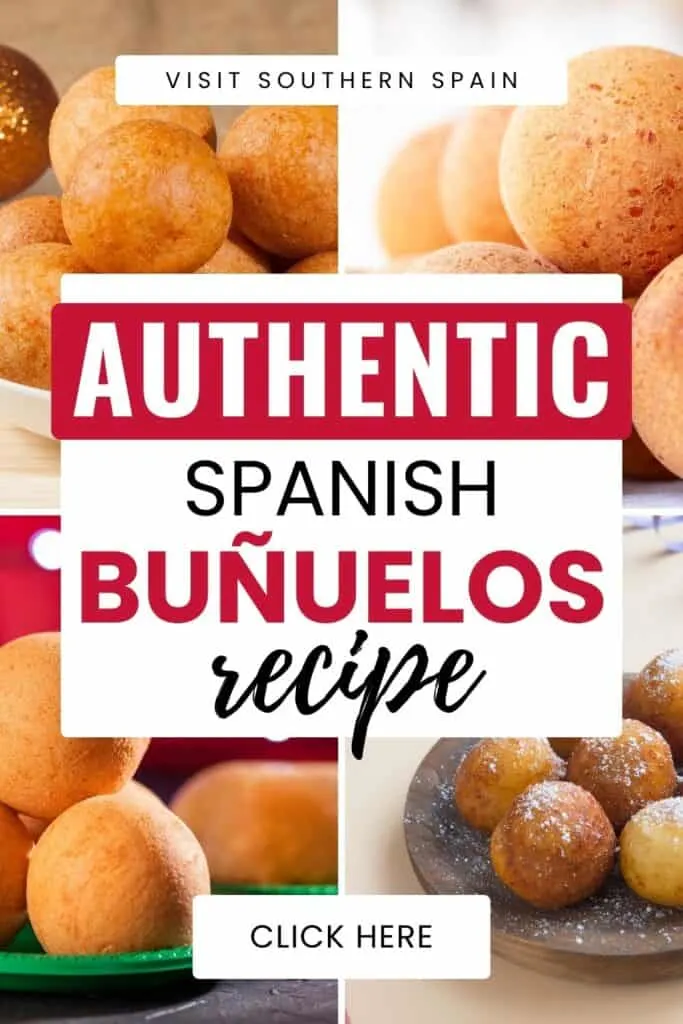 Three photos of bunuelos don't have powdered sugar on them. Bottom right photo has though.