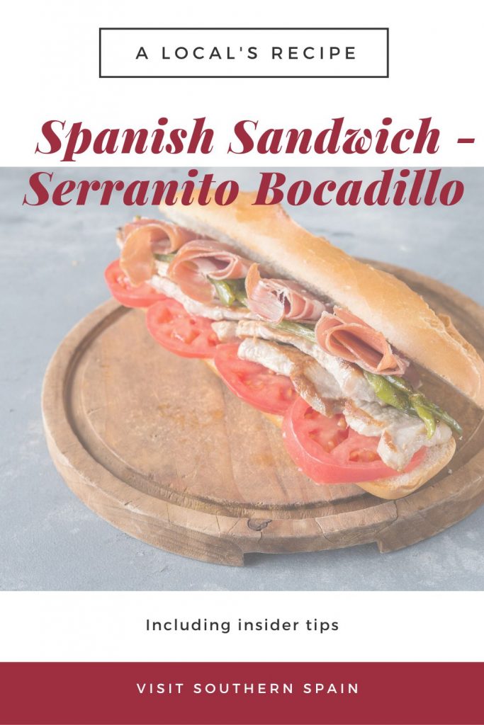 Do you want to try an easy Spanish Sandwich Recipe? Spain's most delicious bocadillo is Serranito and you can try it now with your recipe from a local. This is by far one of the best Spanish steak sandwich recipes because it's packed with protein and flavor. The Serranito has serrano ham and chunks of beef steak and you make make it in just a few minutes. Serve this Spanish sandwich for lunch or dinner, or prepare it for your kids. #spanishsandwichrecipe #serranito #spanishbocadillo #bocadillo