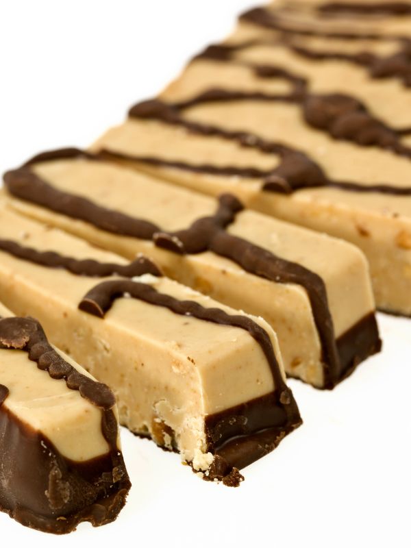 spanish nougat cut into bars dipped in chocolate