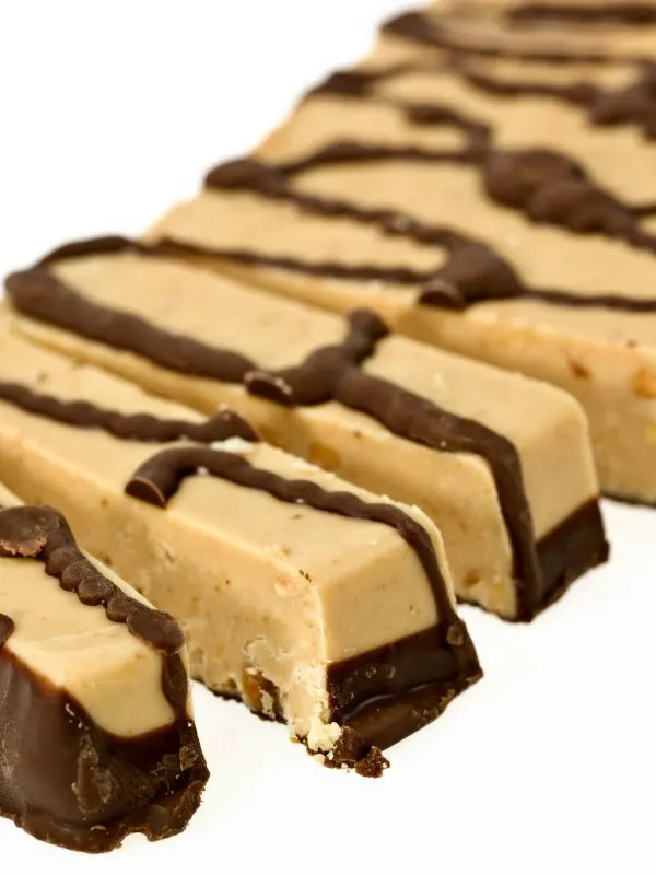 spanish nougat cut into bars dipped in chocolate