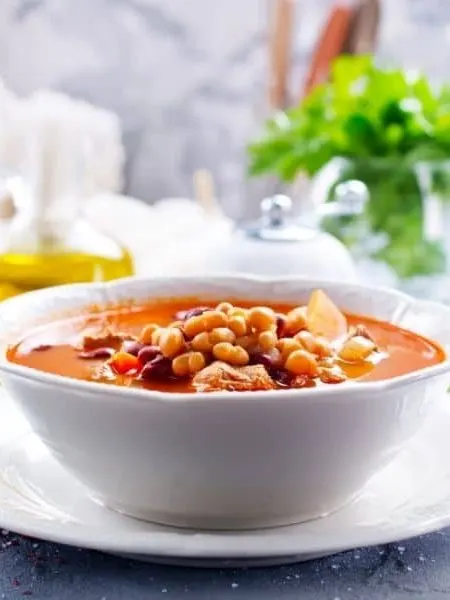 a bowl of spanish bean soup