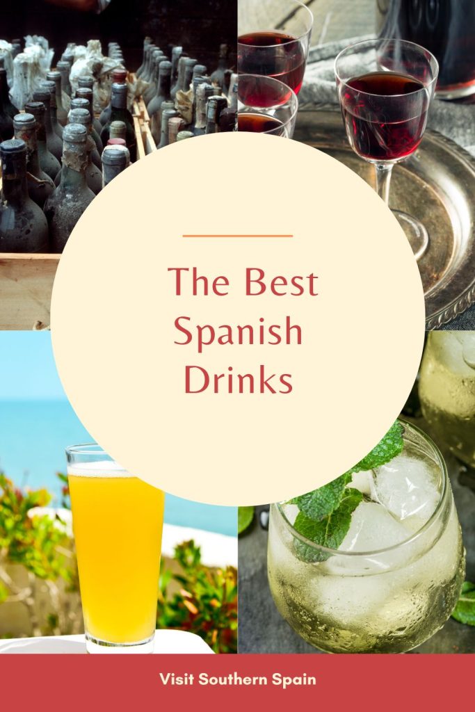 4 photos depicting spanish drinks and in the middle it's written The Best Spanish drinks.