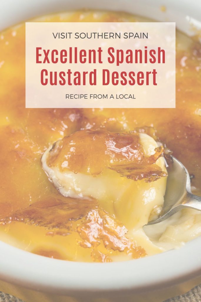 closeup with Goxua recipe. On top it's written Excellent Spanish Dessert. 