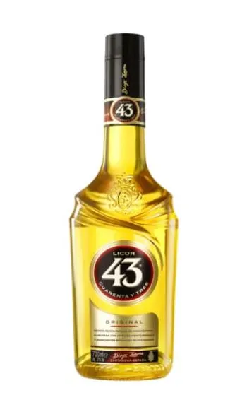 a bottle of Licor 43 with white background