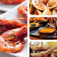 Collage of Spanish seafood recipes