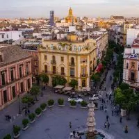 aerial view of a street in seville in June