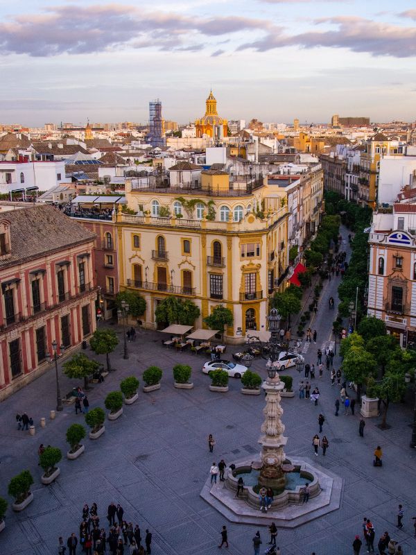 aerial view of a street in Seville. 20 Best Routes for Cycling in Andalucia in 2023