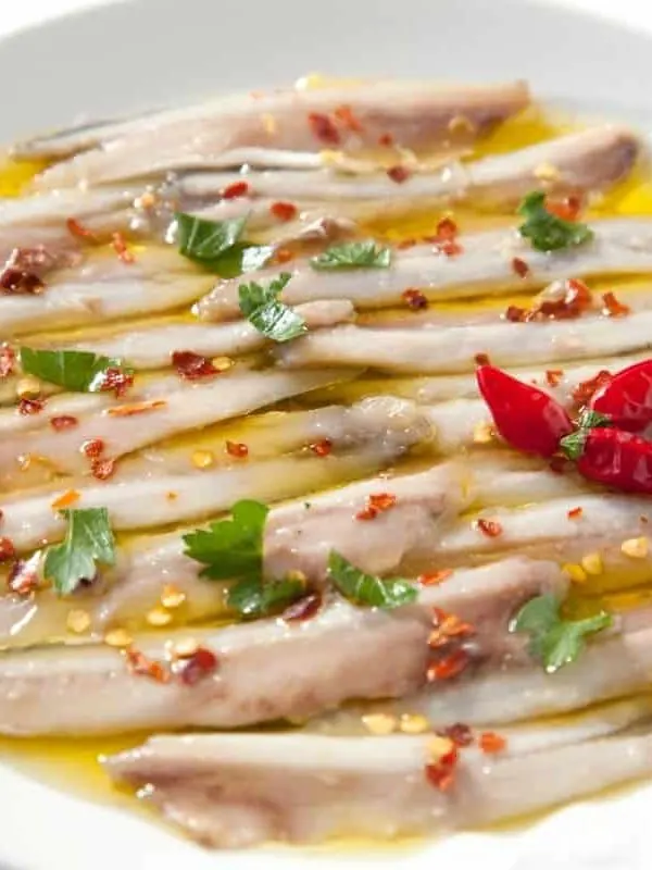 boquerones en vinagre, anchovies in vinagre from spain. 25 Best Spanish Seafood Recipes to Try at Once!
