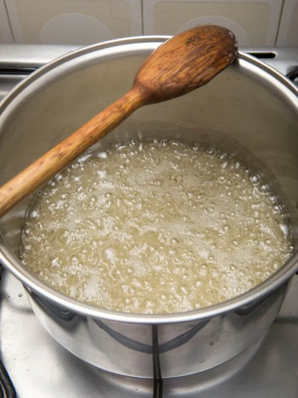 boiling sugar syrup for the tocino de cielo recipe