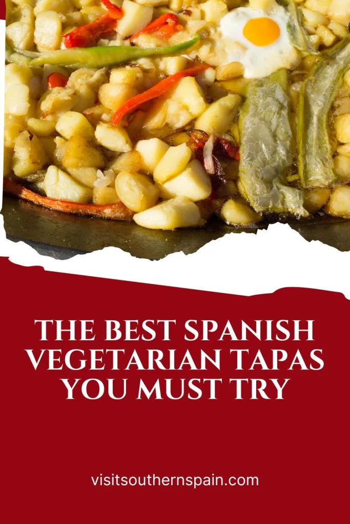 a spanish dish called patatas a lo pobre and under it it's written the best spanish vegetarian tapas you must try.