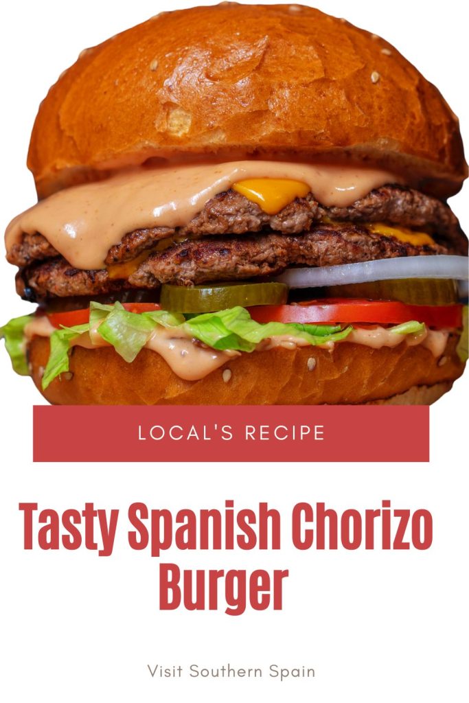 closeup with chorizo burger recipe.