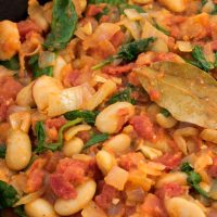 closeup with spanish beans and tomatoes