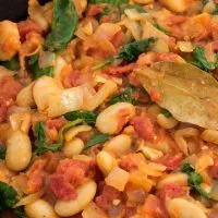 closeup with spanish beans and tomatoes