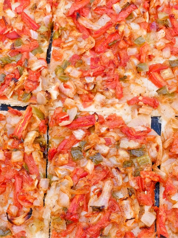 closeup with spanish pizza recipe - Easy Spanish Pizza Recipe