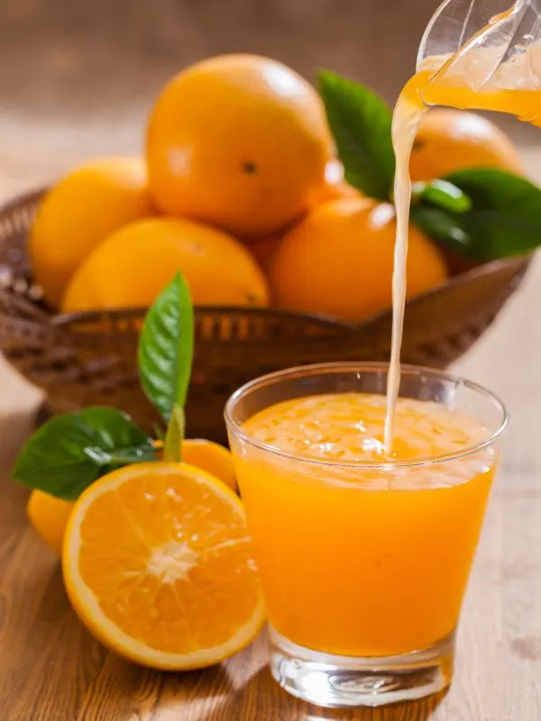 freshly squeezed orange juice for the agua de valencia drink