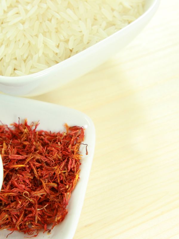 rice and saffron ingredients for the spanish saffron rice recipe