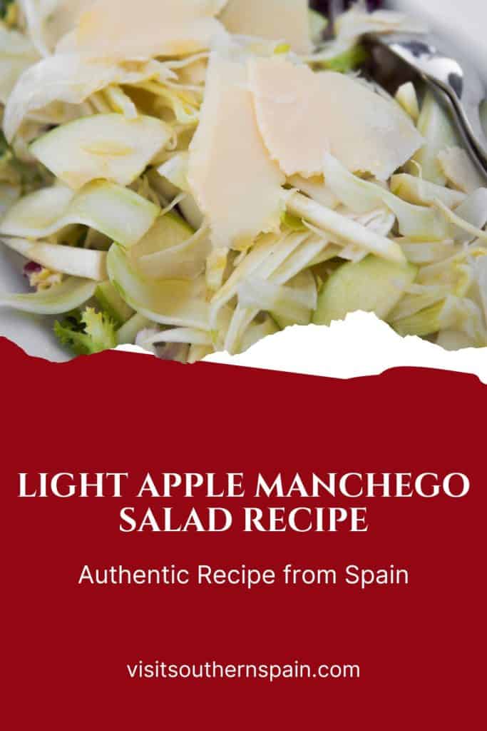 a pin with a closeup of an apple manchego salad.