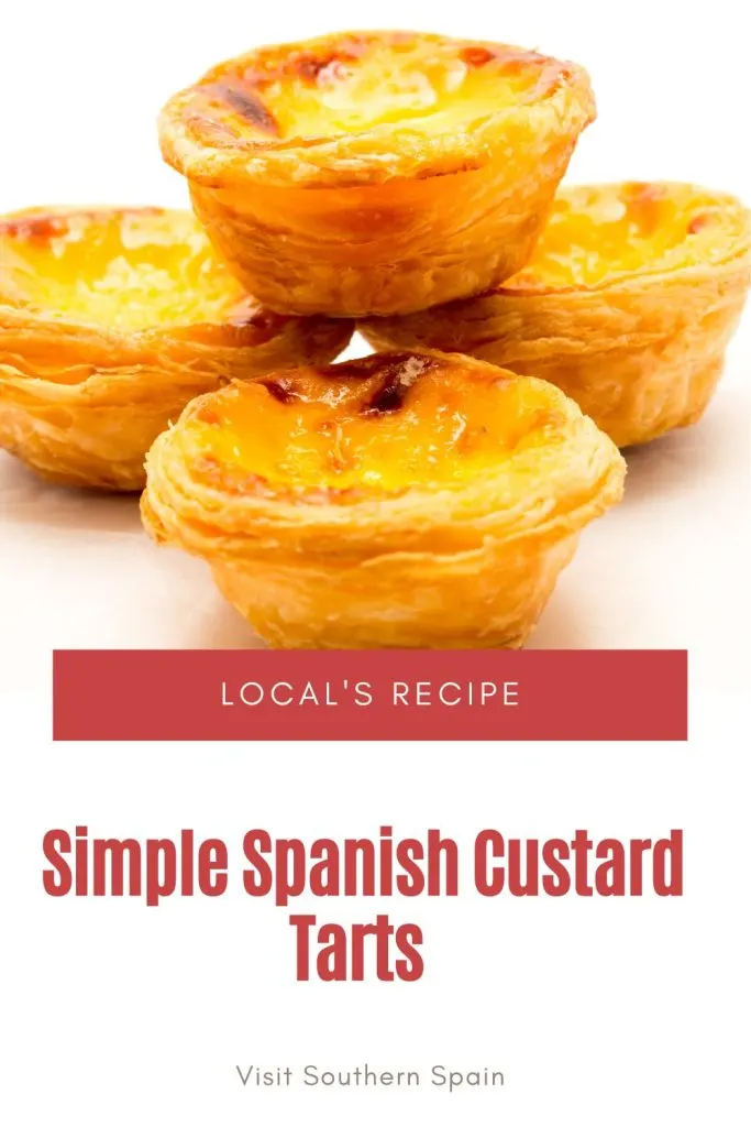 Are you looking for Delicious Spanish Custard Tarts Recipe? These Spanish desserts are the perfect balance of creamy and flaky and they very easy to make as well. The custard tart recipe is perfect if you organize a party because you can use store-bought and you can only make the egg custard recipe. The custard pastries have a creamy texture and are flavored with cinnamon and lemon and you'll fall in love with them from the first bite. #spanishcustardtarts #custardpastries #spanishdessert #tarts