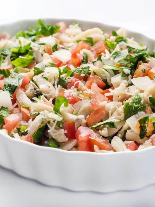 closeup with mackerel salad recipe