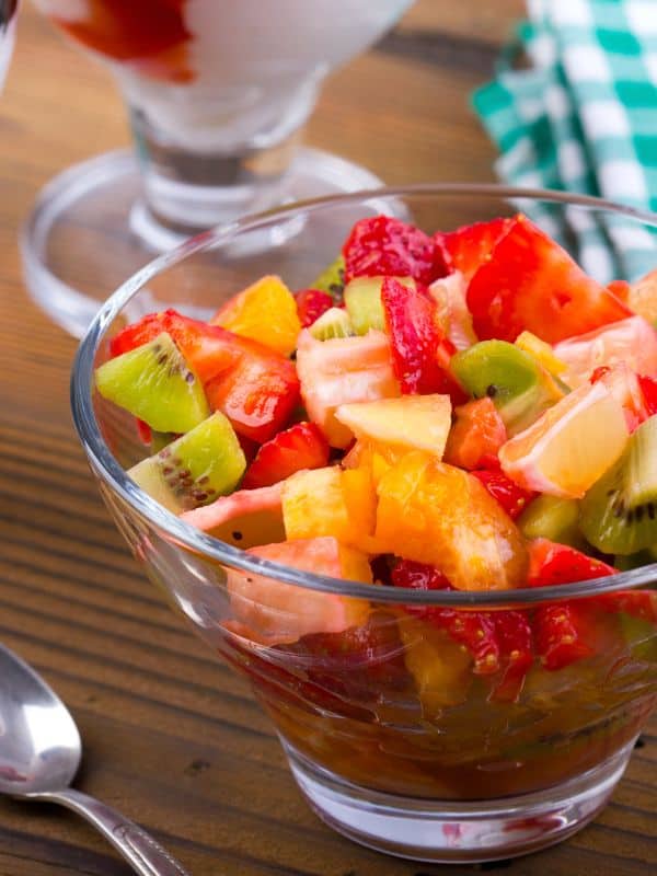 spanish fruit salad in a glass bowl