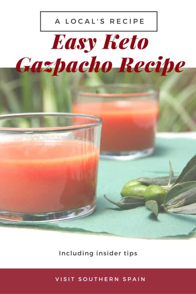 a pin with 2 glasses of keto gazpacho
