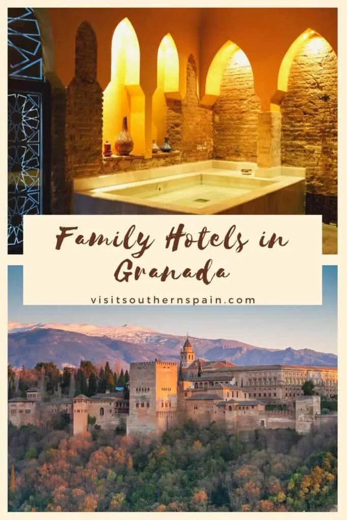 a pin with 2 photos depicting Granada, one of the best family hotels in Granada