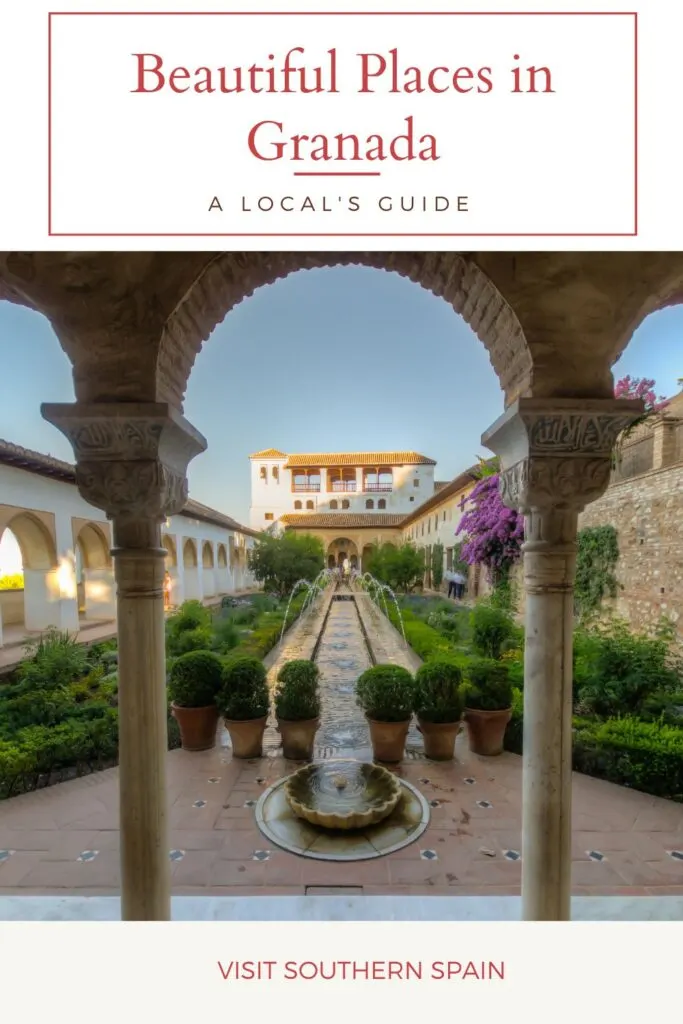 a pin with the Generalife Gardens, Most beautiful places in Granada