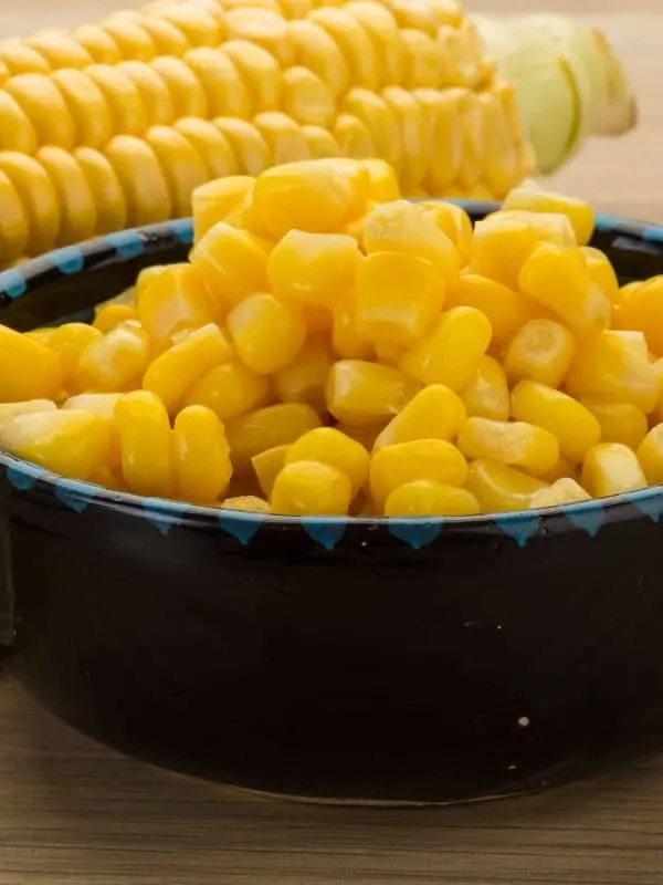 a bowl of sweet corn for the sweet corn gazpacho recipe