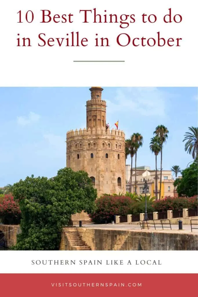 a pin with tower in Seville, things to do in Seville in October