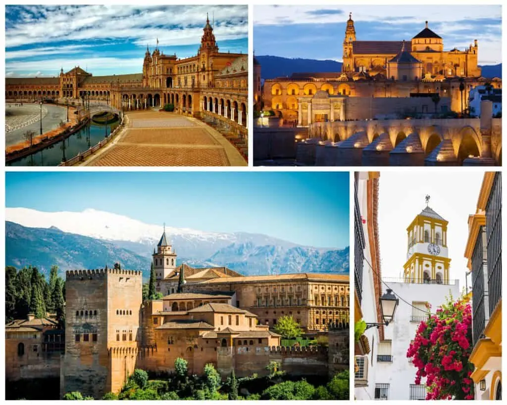 a collage of landmarks in Andalucia