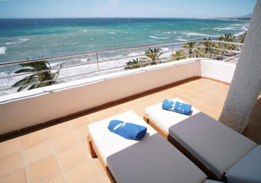 balcony with sea view at Puerto Azur Marbella