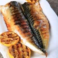 plate with a grilled mackerel steak, another way to make the mackerel steaks recipe
