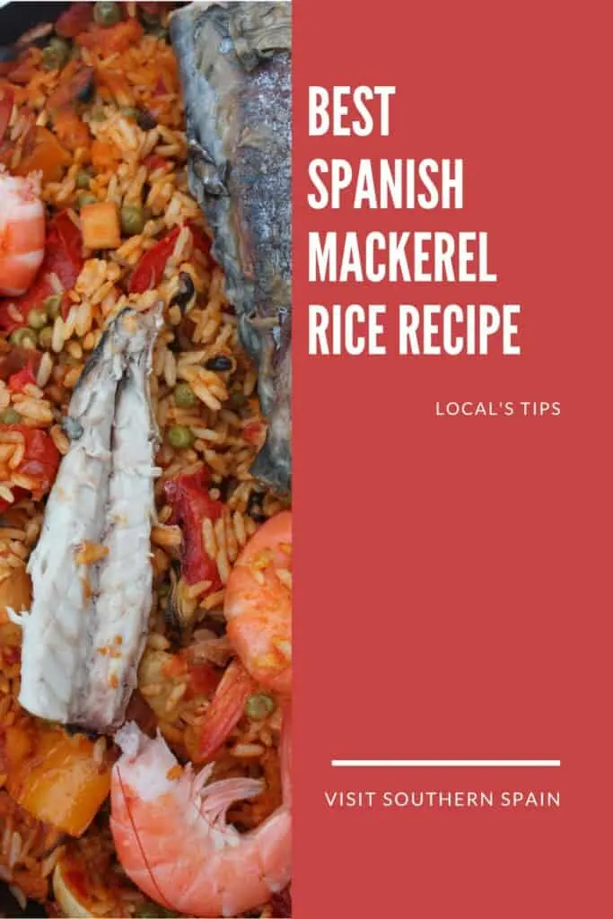 a pin with a mackerel rice recipe with other seafood.