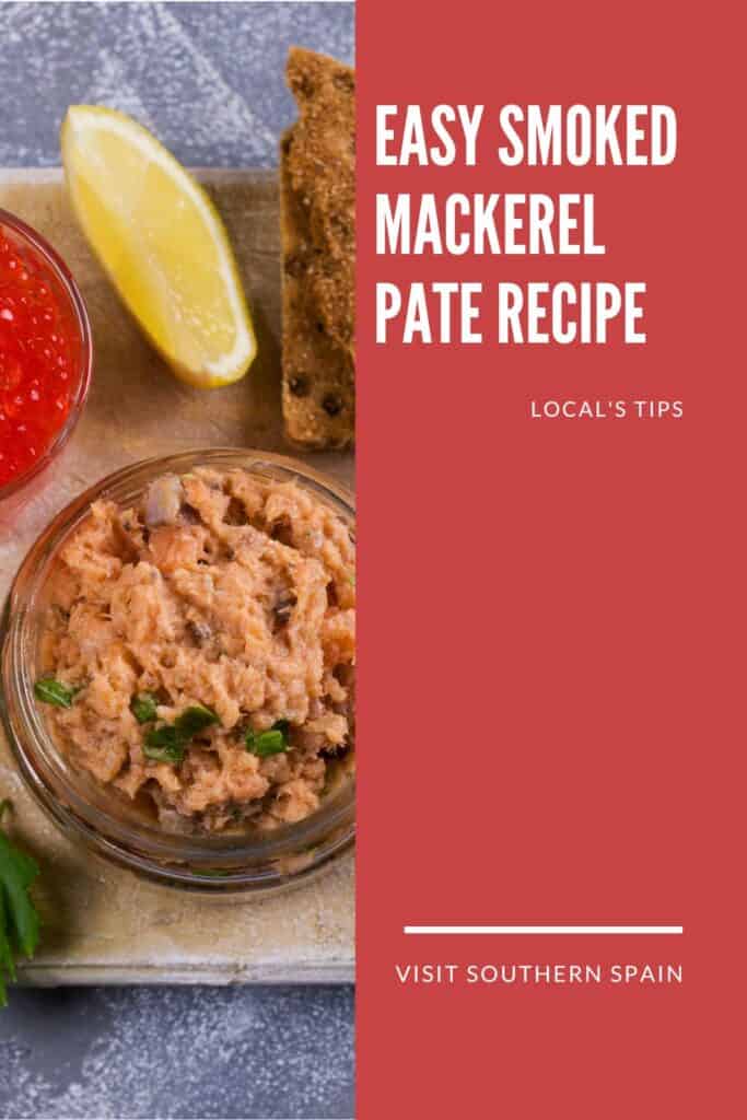 a pin with a bowl of Smoked Mackerel Pate Recipe.