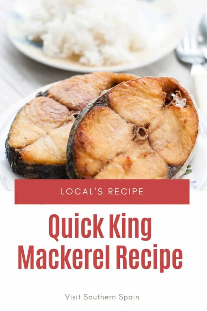 a pin with 2 slices of mackerel made with the king mackerel recipe