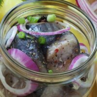 cured Mackerel Recipe in jar with onions