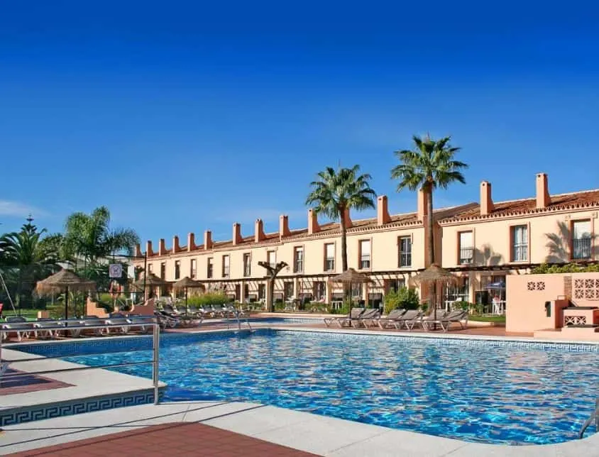 outside garden with pool at Ramada Residences by Wyndham Costa del Sol, best resorts near malaga