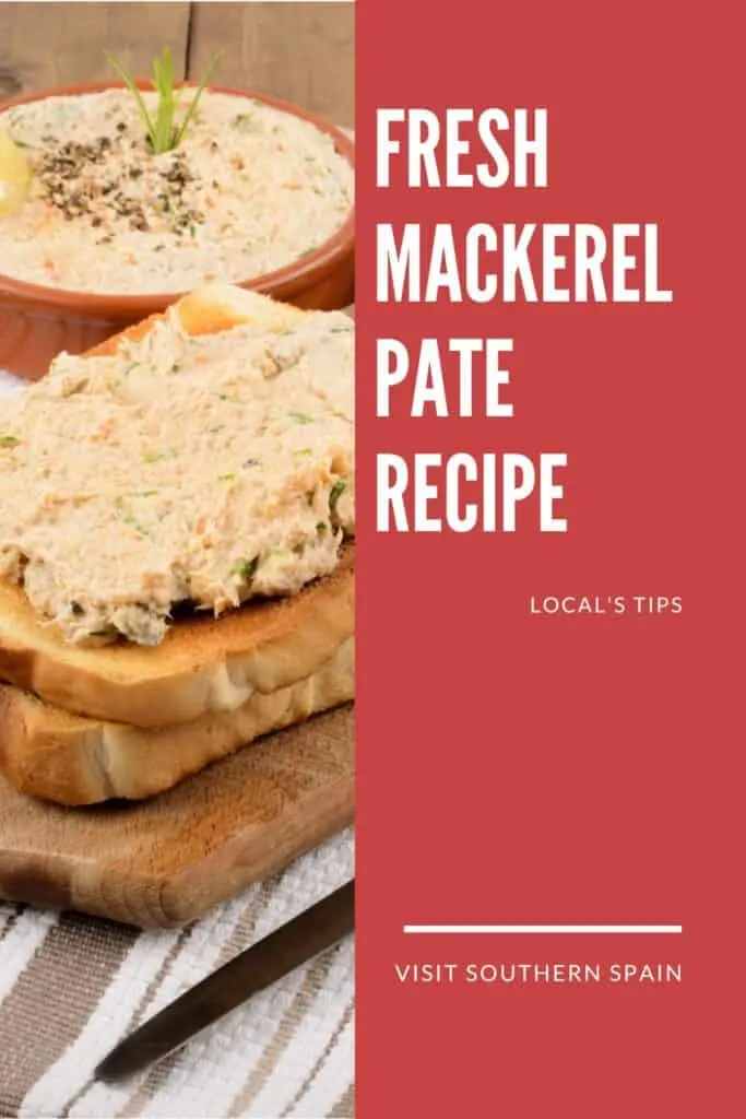 a pin with a fresh mackerel pate recipe on a slice of bread.