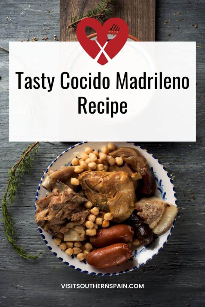 a pin with Cocido Madrileno, a dish made with various meats.