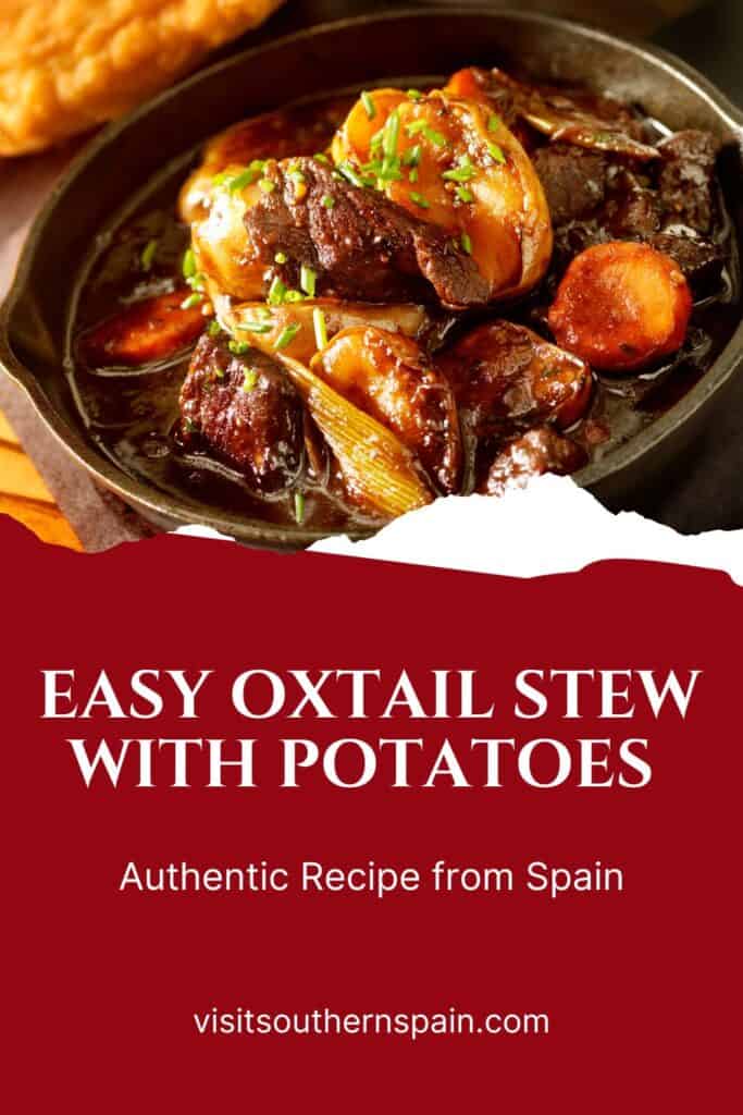 a pin with an oxtail stew with potatoes in a pot.
