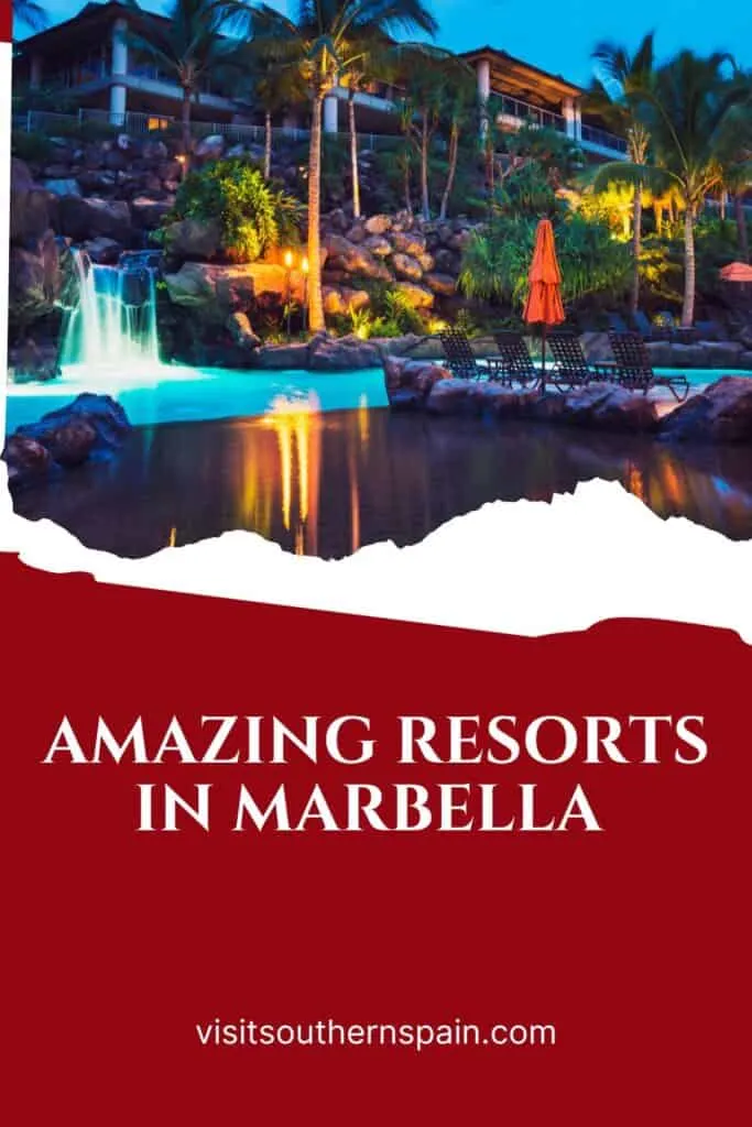 a pin with one of the best Resorts in Marbella at night