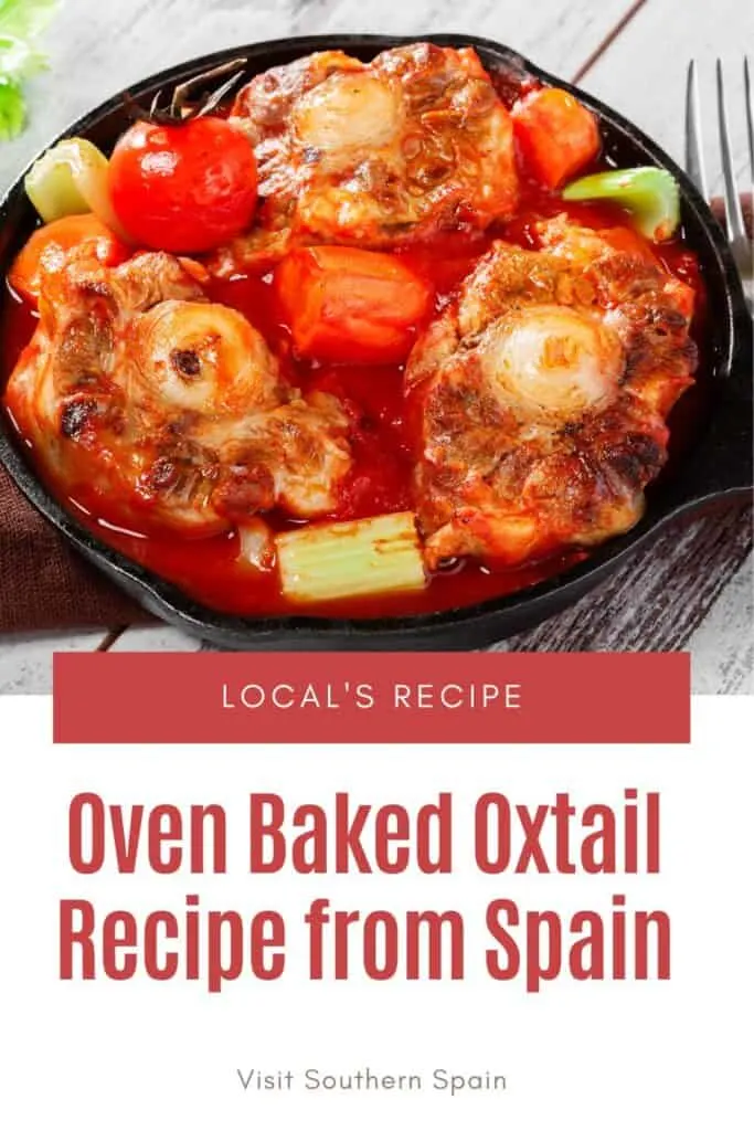 a pin with oven baked oxtail recipe in a pot.