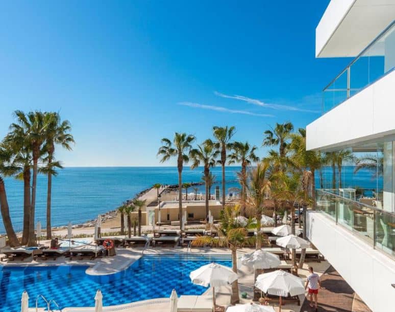 Amare Beach Hotel Marbella with pool area and beach front location in Marbella, one of the best beachfront hotels in malaga