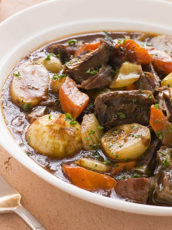 Old-Fashioned oxtail soup recipe in a bowl